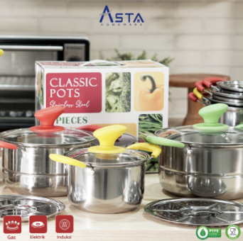 Asta Panci Stainless Steel Set Classic Pots – Kuning